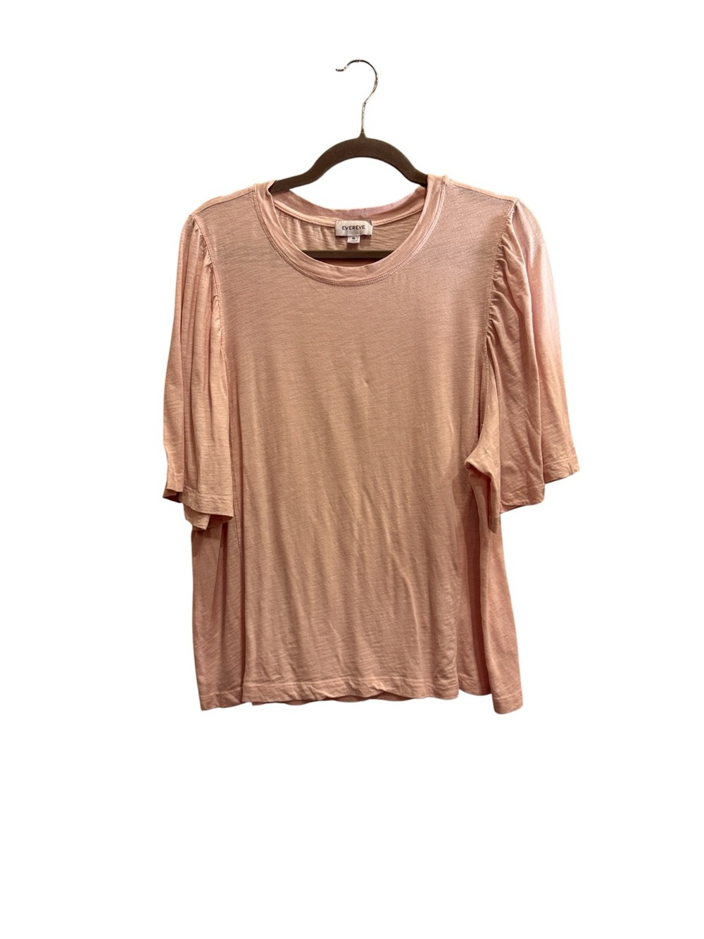 Evereve Women’s Blush Pink Short Casual Puffy Sleeve Crewneck Tee sz XL